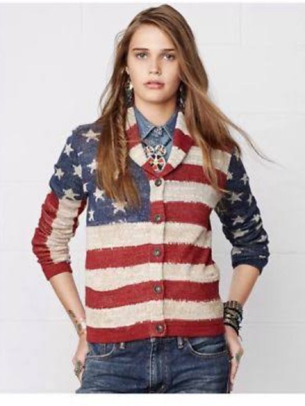 Vintage Vibes Denim & Supply Ralph Lauren American Flag Cardigan 🇺🇸